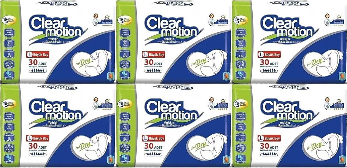 Clearmotion Yetişkin Hasta Bezi Bel Bantlı L - Büyük - Large 180 Adet (6PK*30)