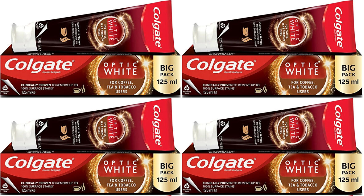 Colgate Diş Macunu Optic White 125ML Çay-Kahve-Sigara (4 Lü Set)