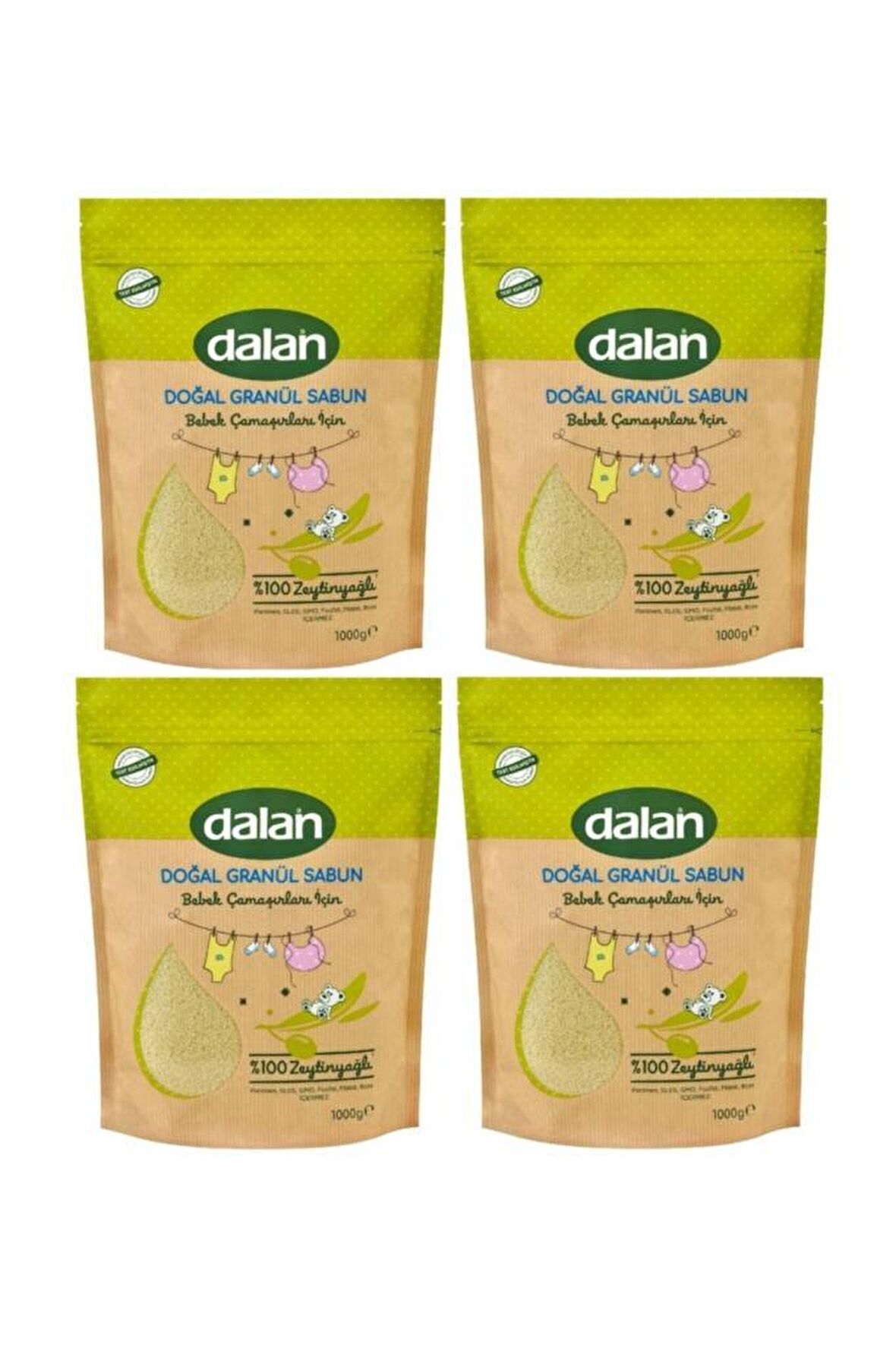 Granül Sabun Tozu 1 kg %100 Zeytinyağlı 4'lü Set Paketdalan15