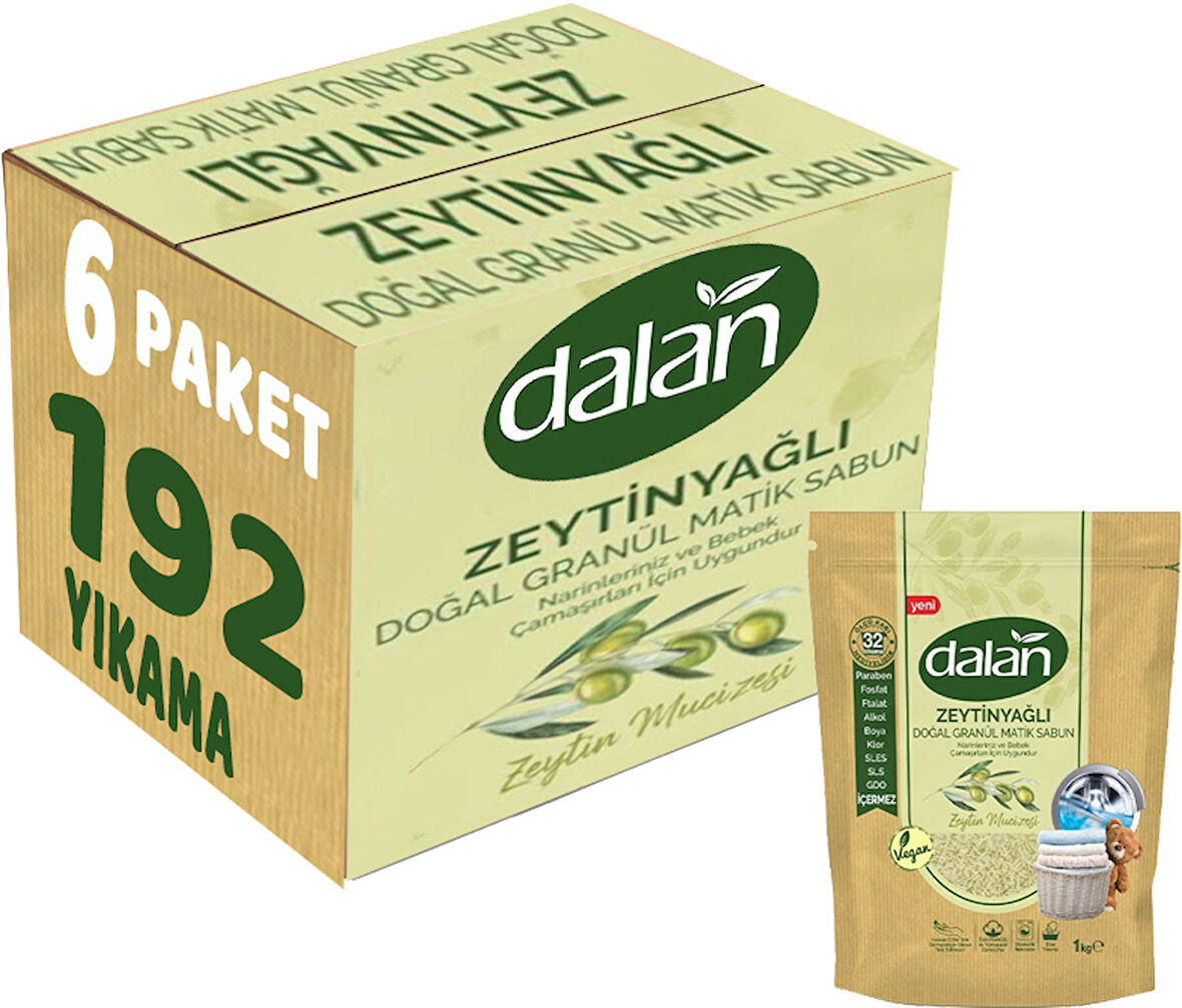 Dalan Doğal Granül Sabun Tozu 1Kg Bebekler İçin %100 Zeytinyağlı (6 Lı Set)