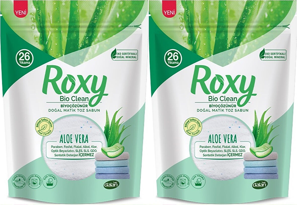 Dalan Roxy Bio Clean Matik Sabun Tozu 800GR Aloe Vera (2 Li Set) (52 Yıkama)
