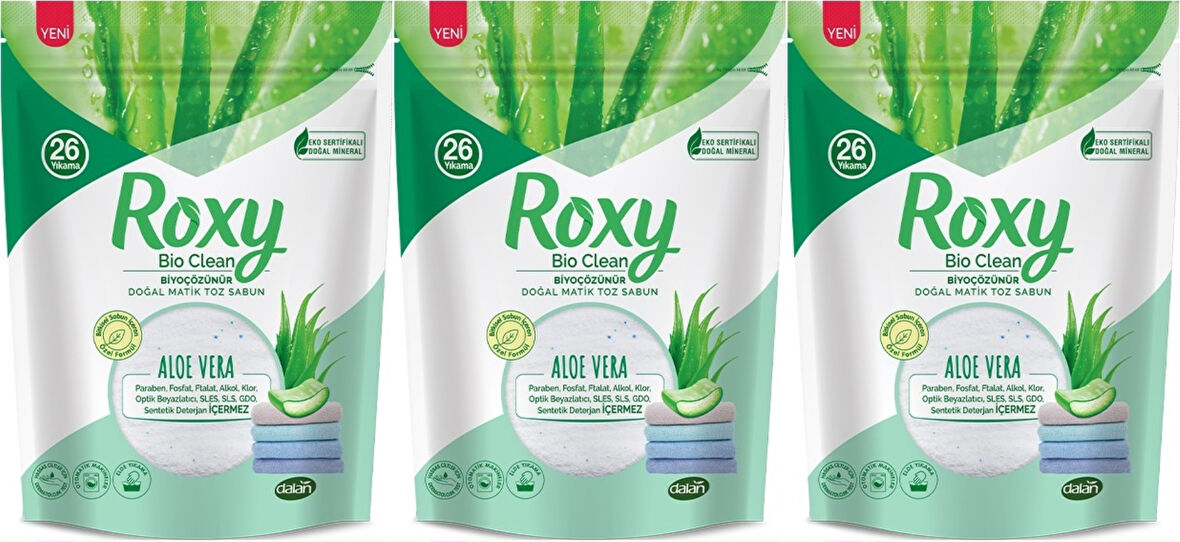 Dalan Roxy Bio Clean Matik Sabun Tozu 800GR Aloe Vera (3 Lü Set) (78 Yıkama)