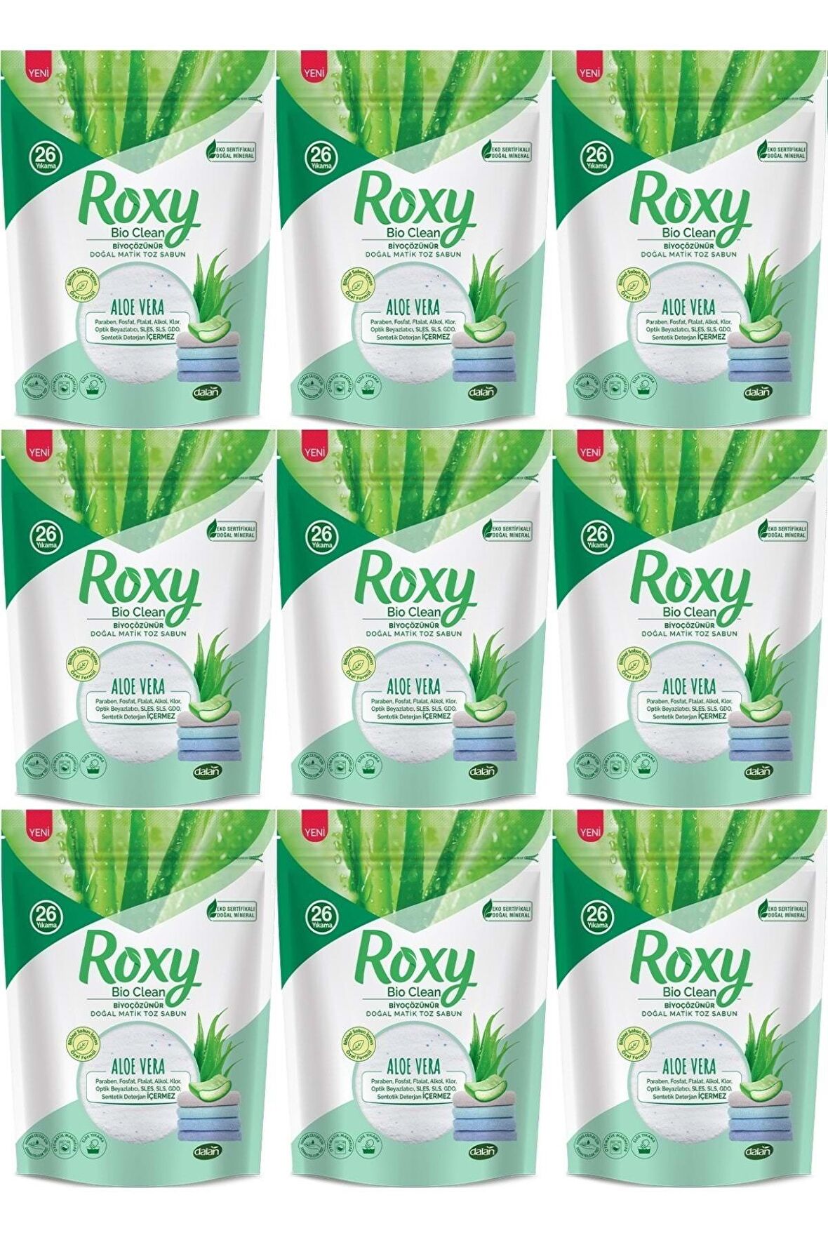 Roxy Bio Clean Matik Sabun Tozu 800gr Aloe Vera (9 Lu Set) (234 Yıkama)