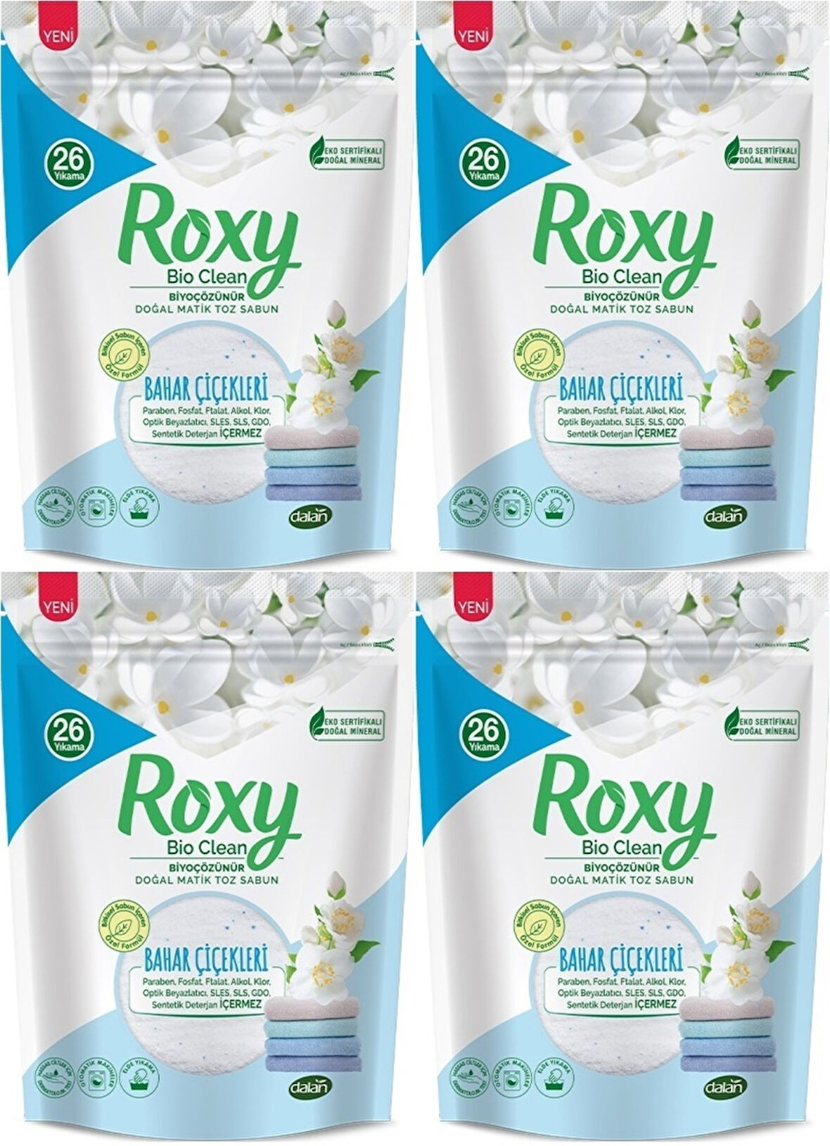 Dalan Roxy Bio Clean Matik Sabun Tozu 800GR Bahar Çiçekleri (4 Lü Set) (104 Yıkama)
