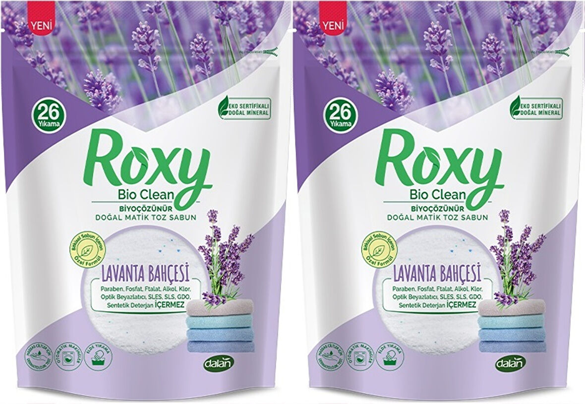 Dalan Roxy Bio Clean Matik Sabun Tozu 800GR Lavanta Bahçesi (2 Li Set) (52 Yıkama)