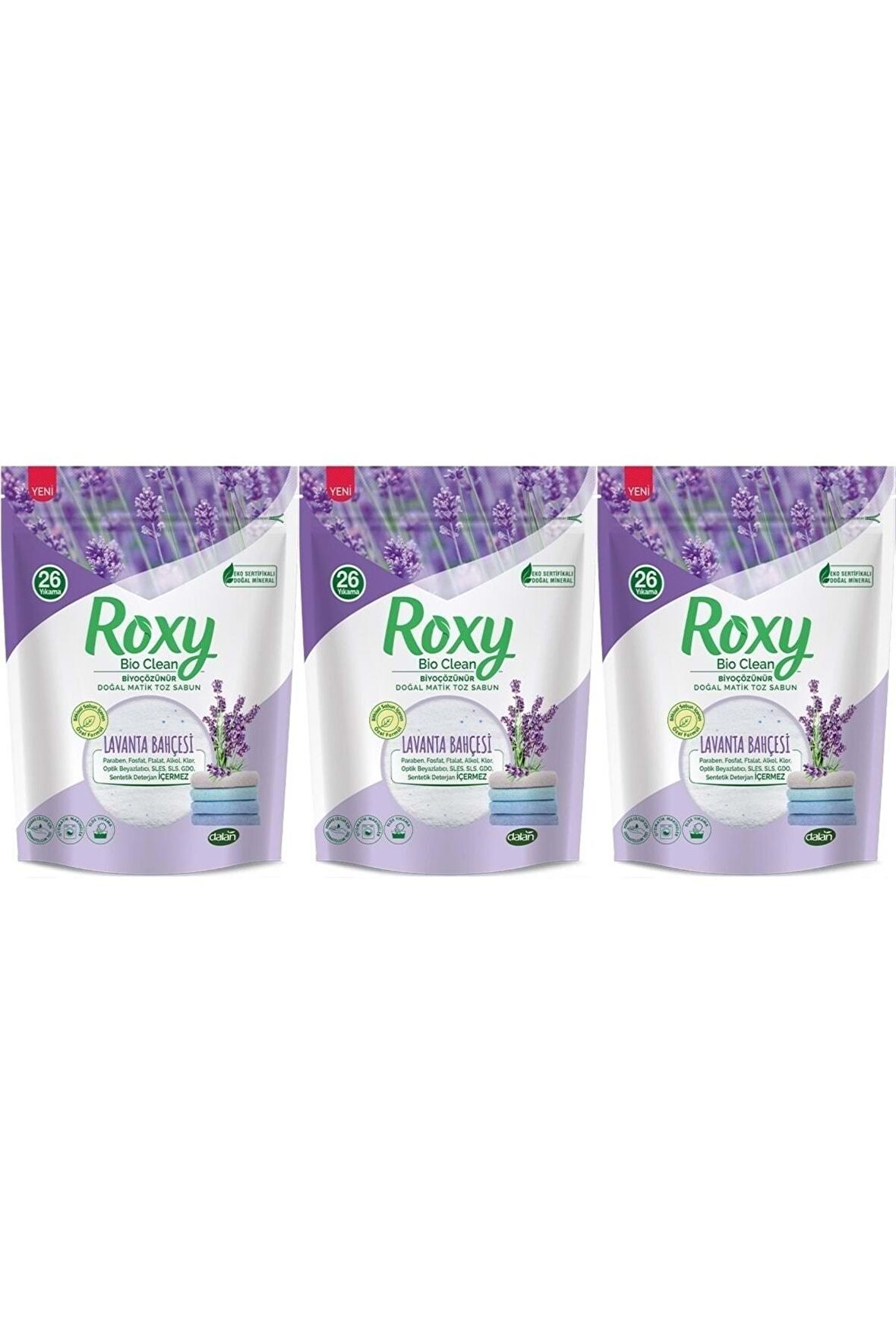 Dalan Roxy Bio Clean Matik Sabun Tozu 800gr Lavanta Bahçesi (3 Lü Set) (78 Yıkama)