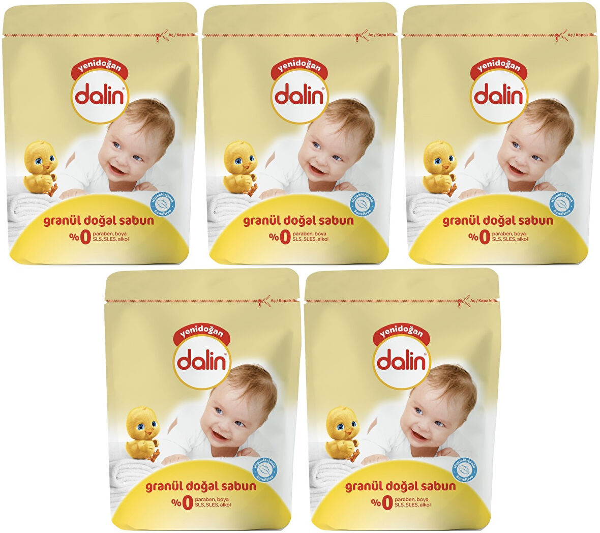 Dalin Granül Sabun Tozu 1000GR Klasik (Doğal Sabun) 5 Li Set (100 Yıkama)