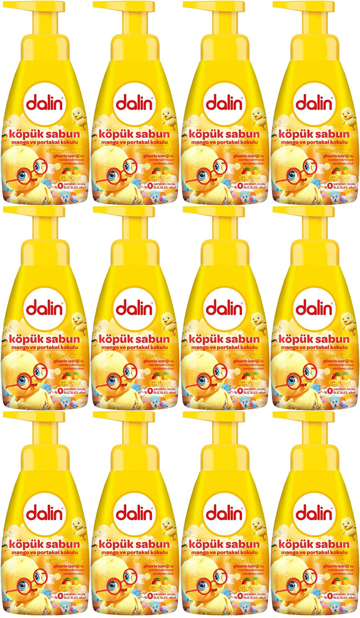 Dalin Köpük Sabun 200ML Mango ve Portakal Kokulu Çoçuklarınız İçin (12 Li Set)