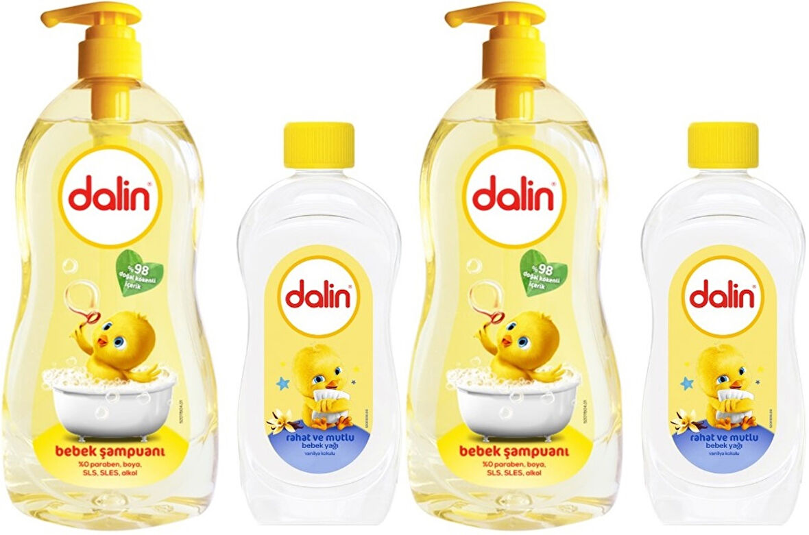 Dalin Bebek Şampuanı Klasik 700ML Pompalı + 100ML Bebek Yağı (Rahat ve Mutlu) (2 Li Set)