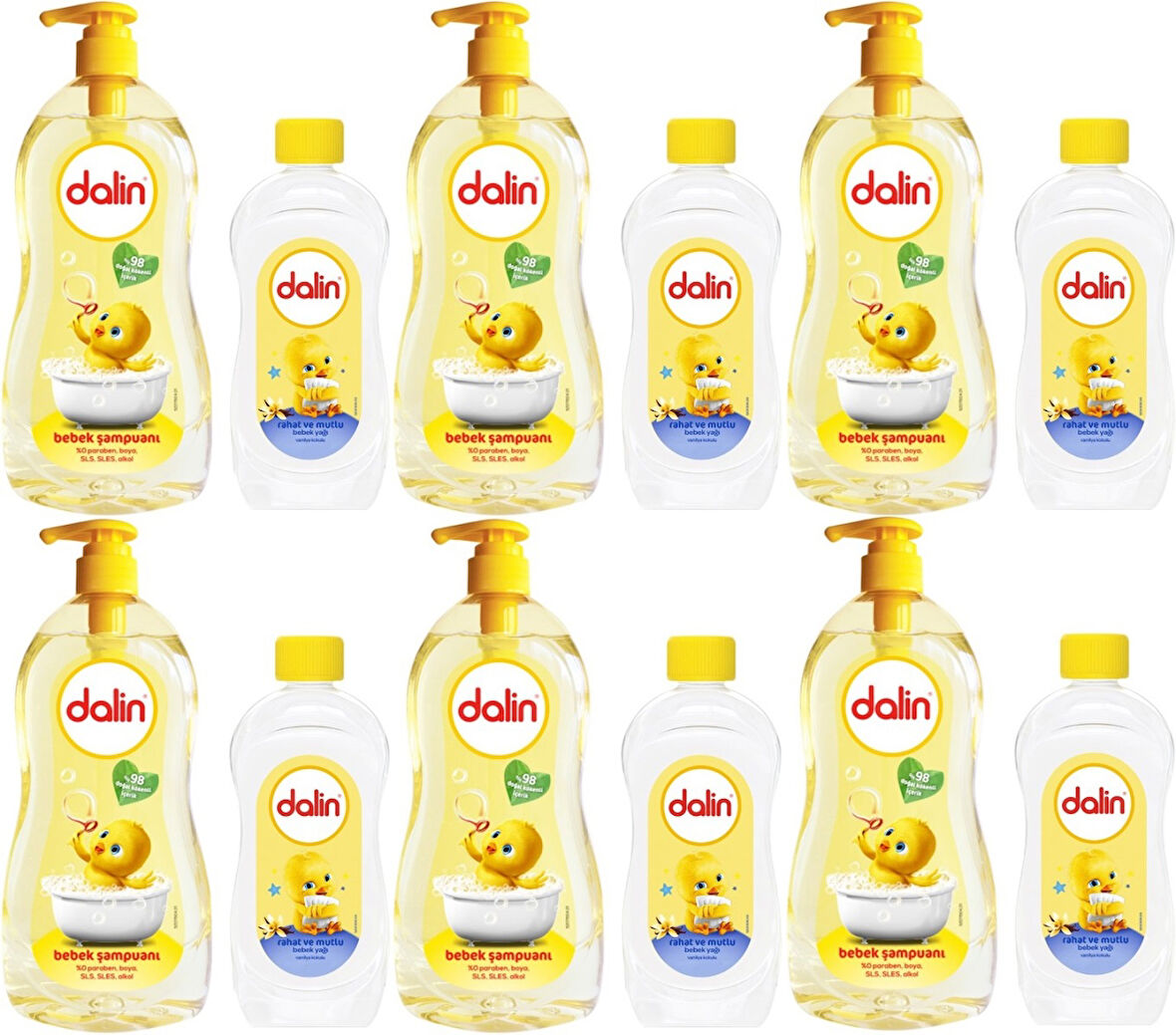 Dalin Bebek Şampuanı Klasik 700ML Pompalı + 100ML Bebek Yağı (Rahat ve Mutlu) (6 Lı Set)