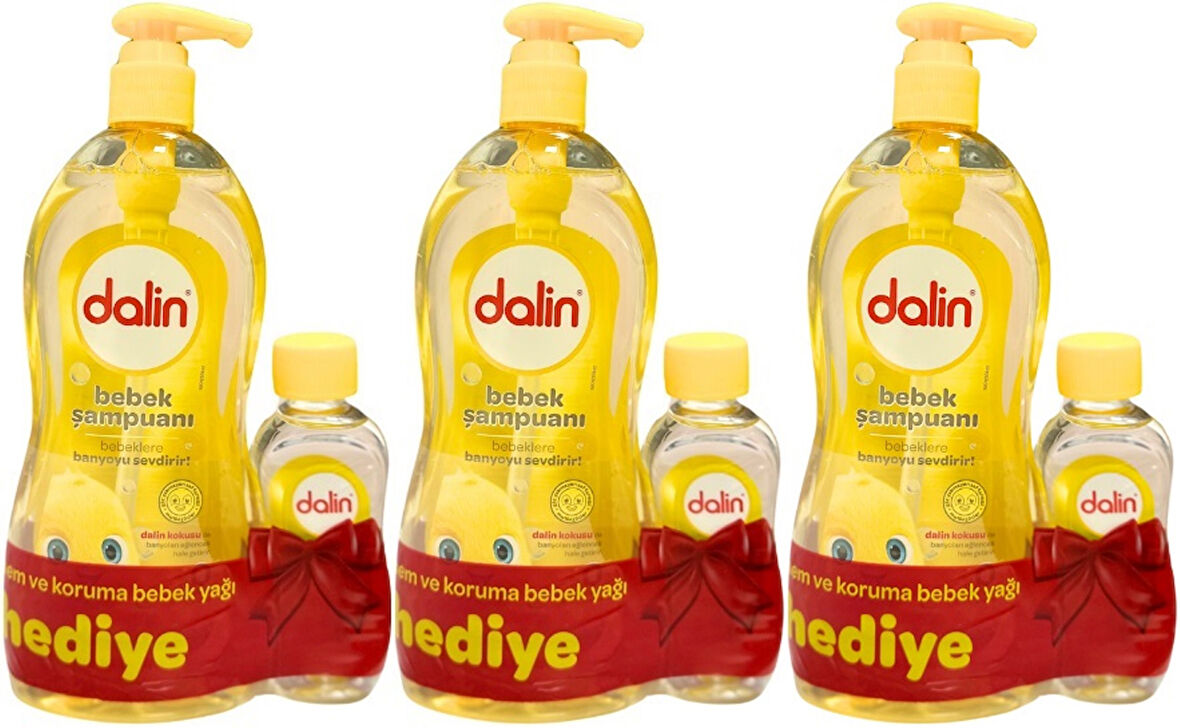 Dalin Bebek Şampuanı Klasik 700ML Pompalı + Bebek Yağı Hediye 100ML (Nem Koruma) (3 Lü Set)