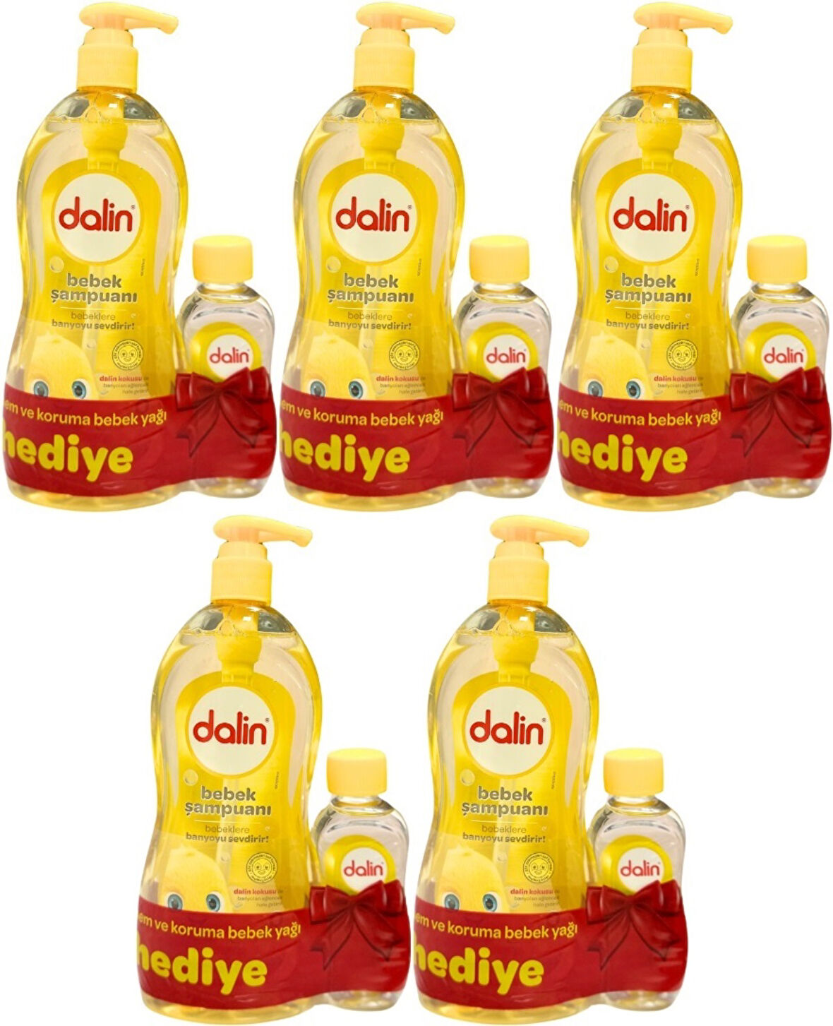 Dalin Bebek Şampuanı Klasik 700ML Pompalı + Bebek Yağı Hediye 100ML (Nem Koruma) (5 Li Set)