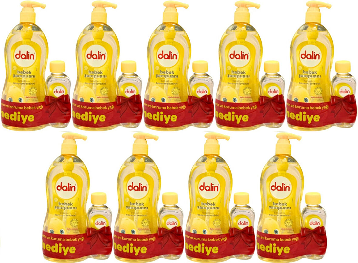 Dalin Bebek Şampuanı Klasik 700ML Pompalı + Bebek Yağı Hediye 100ML (Nem Koruma) (9 Lu Set)