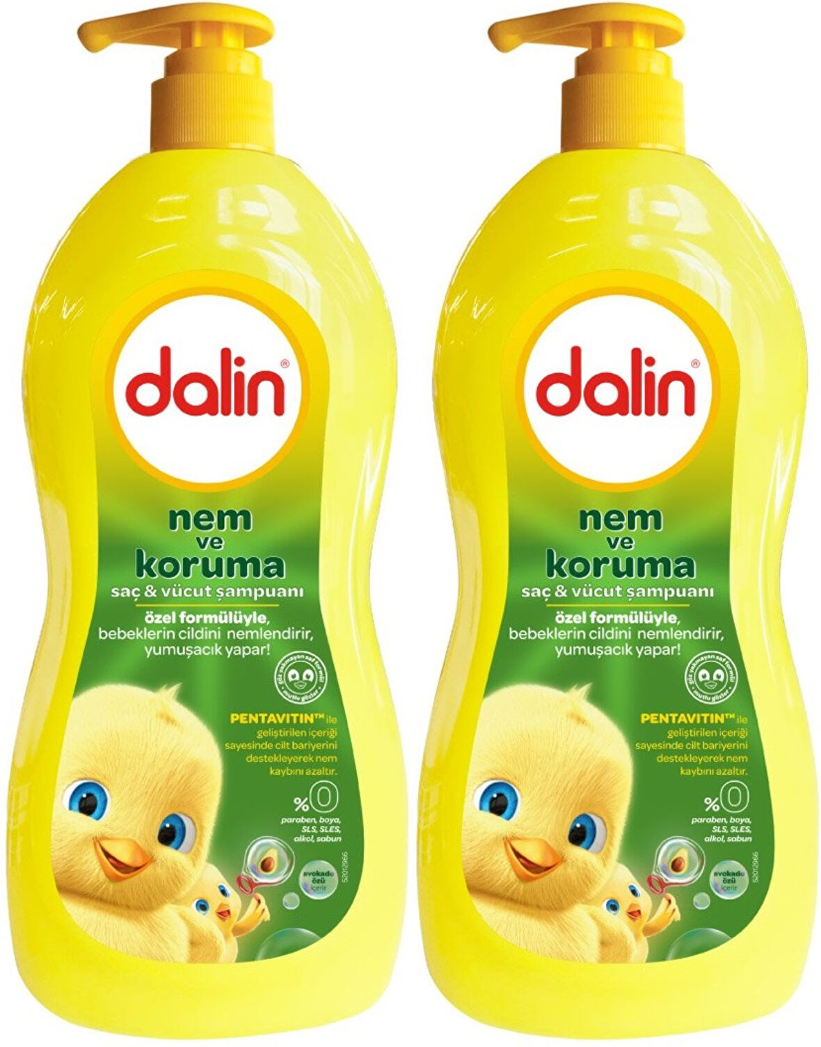 Dalin Bebek Saç & Vücut Şampuanı 700ML Nem ve Koruma Avakado Özlü (Pompalı) (2 Li Set)