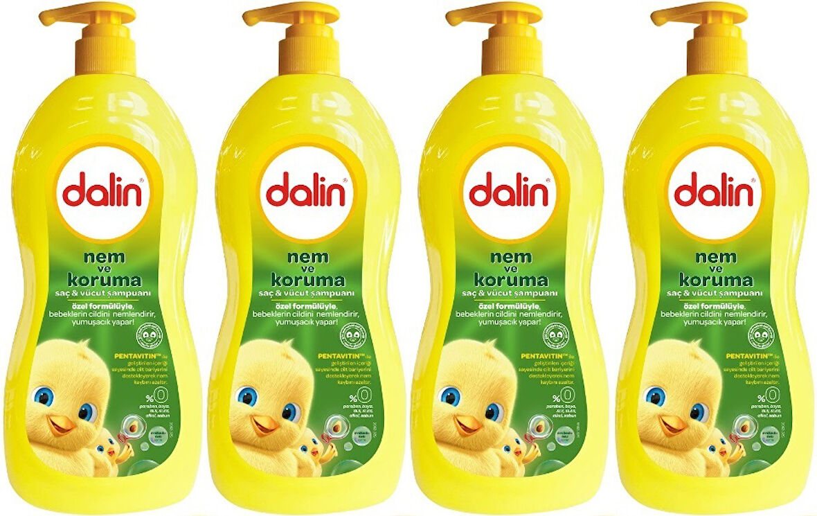 Dalin Bebek Saç & Vücut Şampuanı 700ML Nem ve Koruma Avakado Özlü (Pompalı) (4 Lü Set)