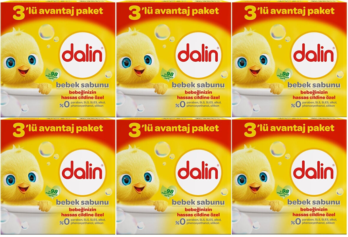 Dalin Bebek Sabunu 100GR (18 Li Set) Hassas Ciltler İçin Kutu (6PK*3)