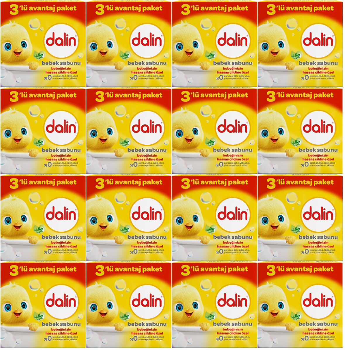 Dalin Bebek Sabunu 100GR (48 Li Set) Hassas Ciltler İçin Kutu (16PK*3)