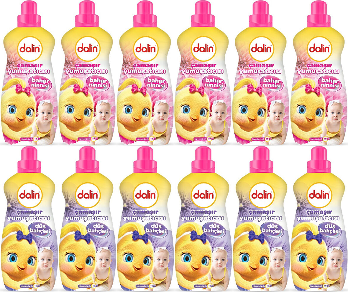 Dalin Çamaşır Yumuşatıcı Konsantre 1500ML Bahar Ninnisi + 1500ML Düş Bahçesi (Karma 12 Li Set)
