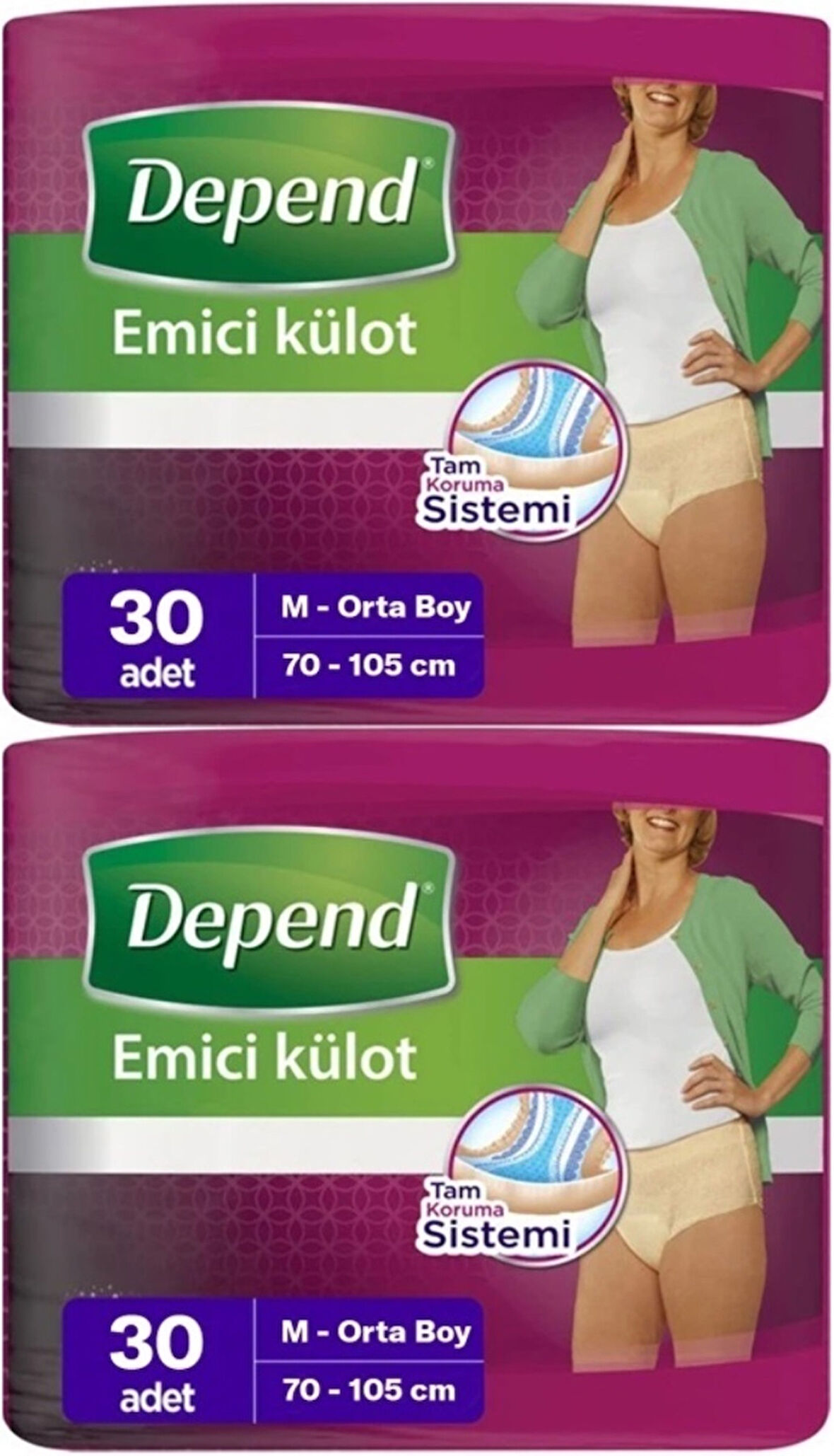 Depend Emici Külot Hasta Bezi Medium - Orta Kadın 60 Adet (2PK*30)