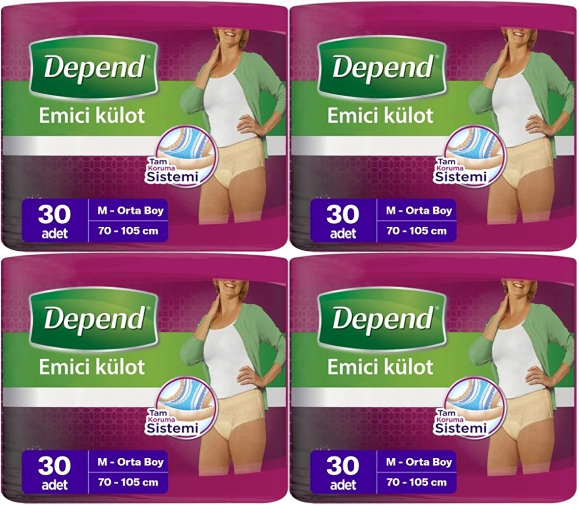Depend Emici Külot Hasta Bezi Medium - Orta Kadın 120 Adet (4PK*30)