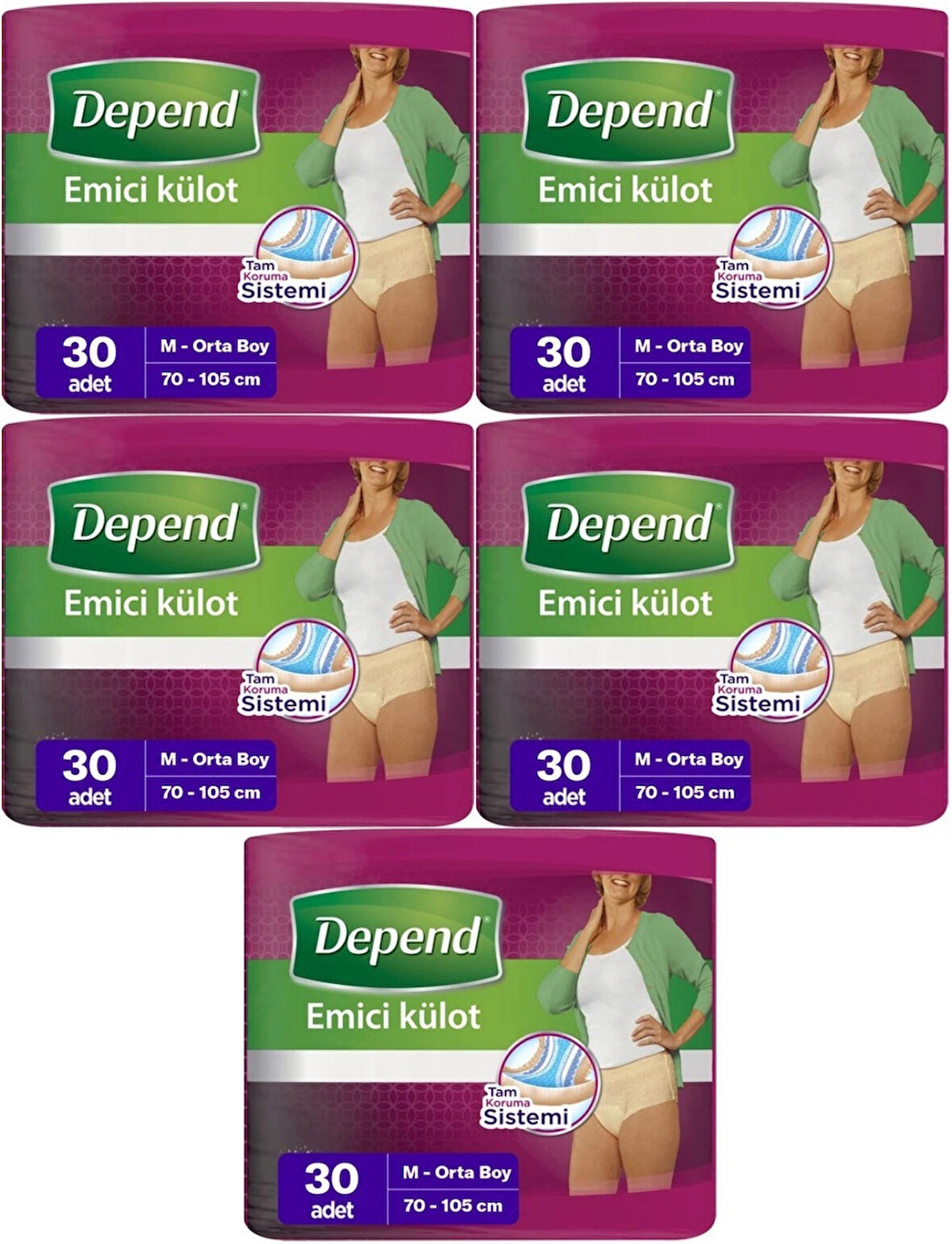 Depend Emici Külot Hasta Bezi Medium - Orta Kadın 150 Adet (5PK*30)