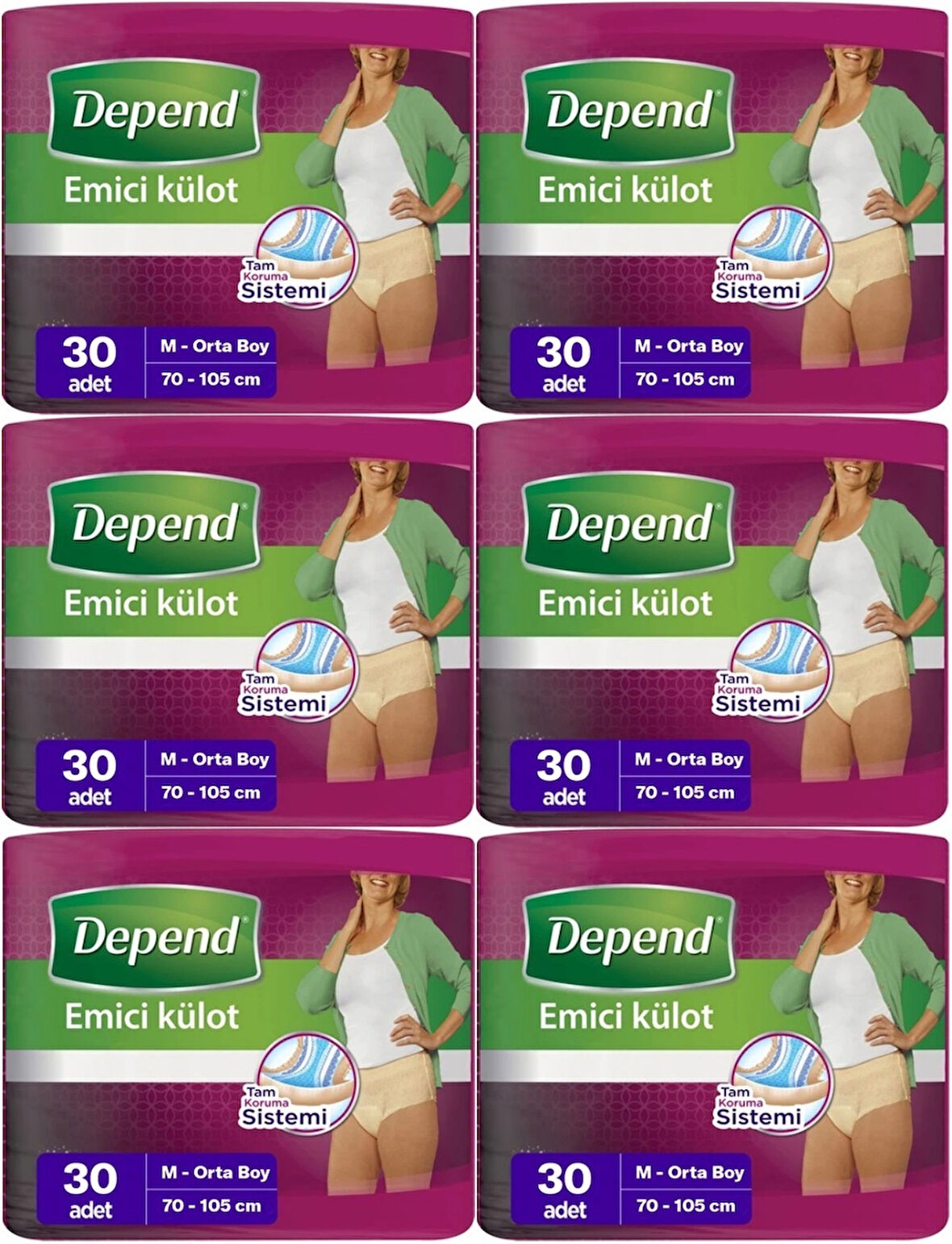 Depend Emici Külot Hasta Bezi Medium - Orta Kadın 180 Adet (6PK*30)