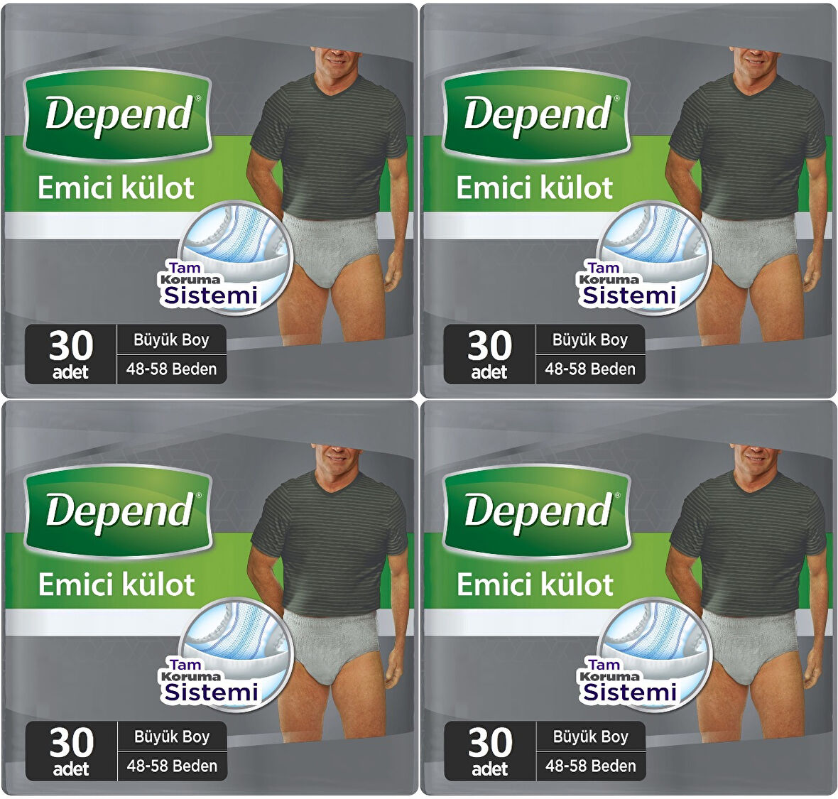 Depend Emici Külot Hasta Bezi Large - Büyük Erkek 120 Adet (4PK*30)