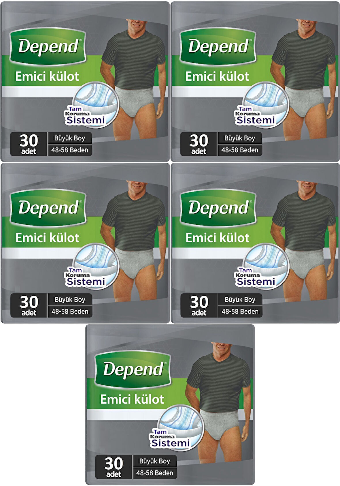 Depend Emici Külot Hasta Bezi Large - Büyük Erkek 150 Adet (5PK*30)