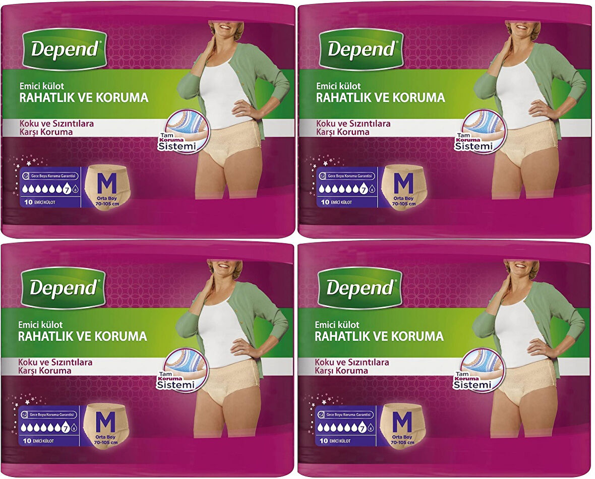 Depend Emici Külot Hasta Bezi Medium - Orta Kadın 40 Adet (4PK*10)