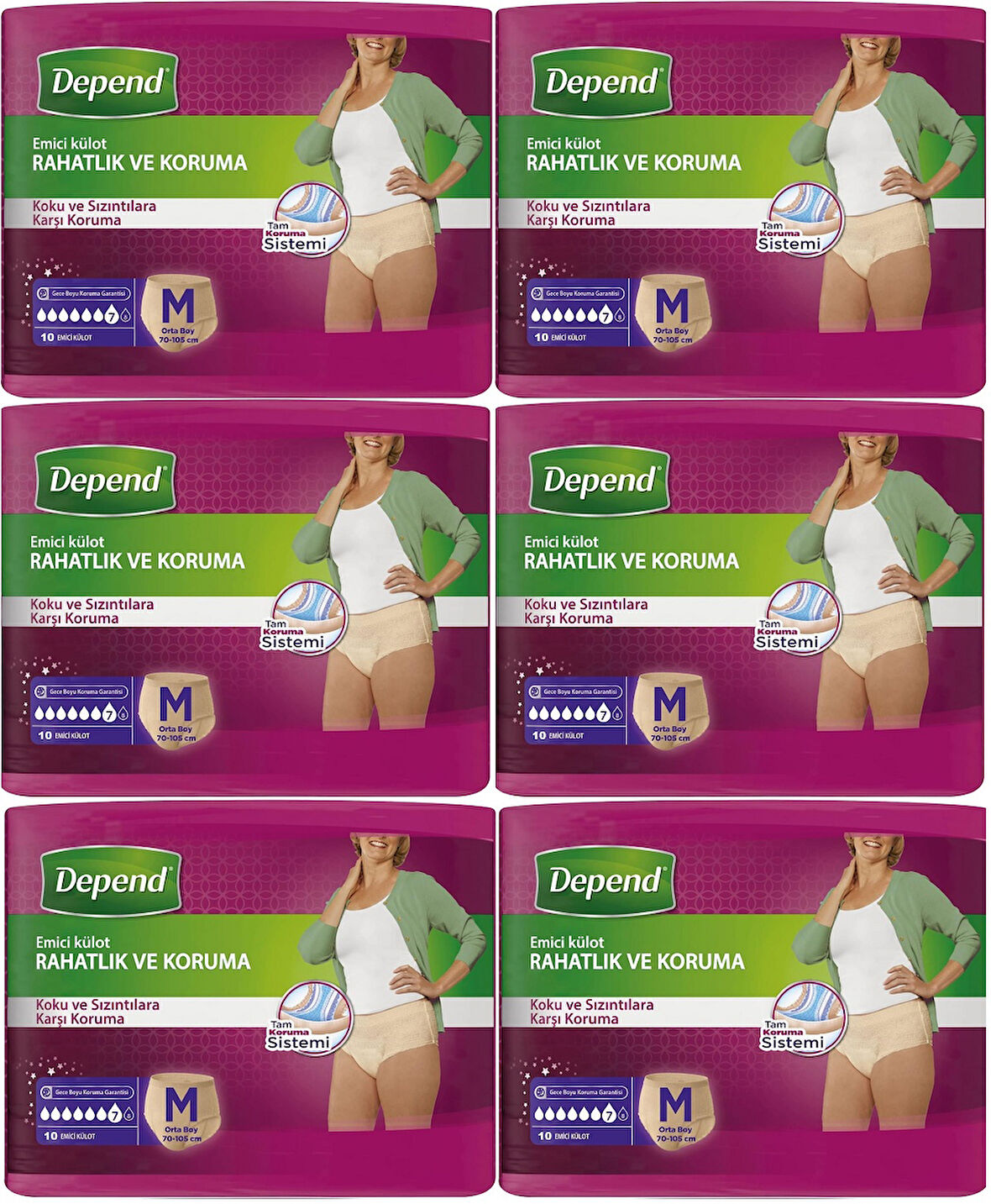 Depend Emici Külot Hasta Bezi Medium - Orta Kadın 60 Adet (6PK*10)