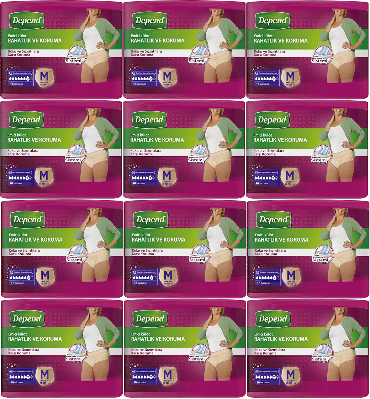 Depend Emici Külot Hasta Bezi Medium - Orta Kadın 120 Adet (12PK*10)