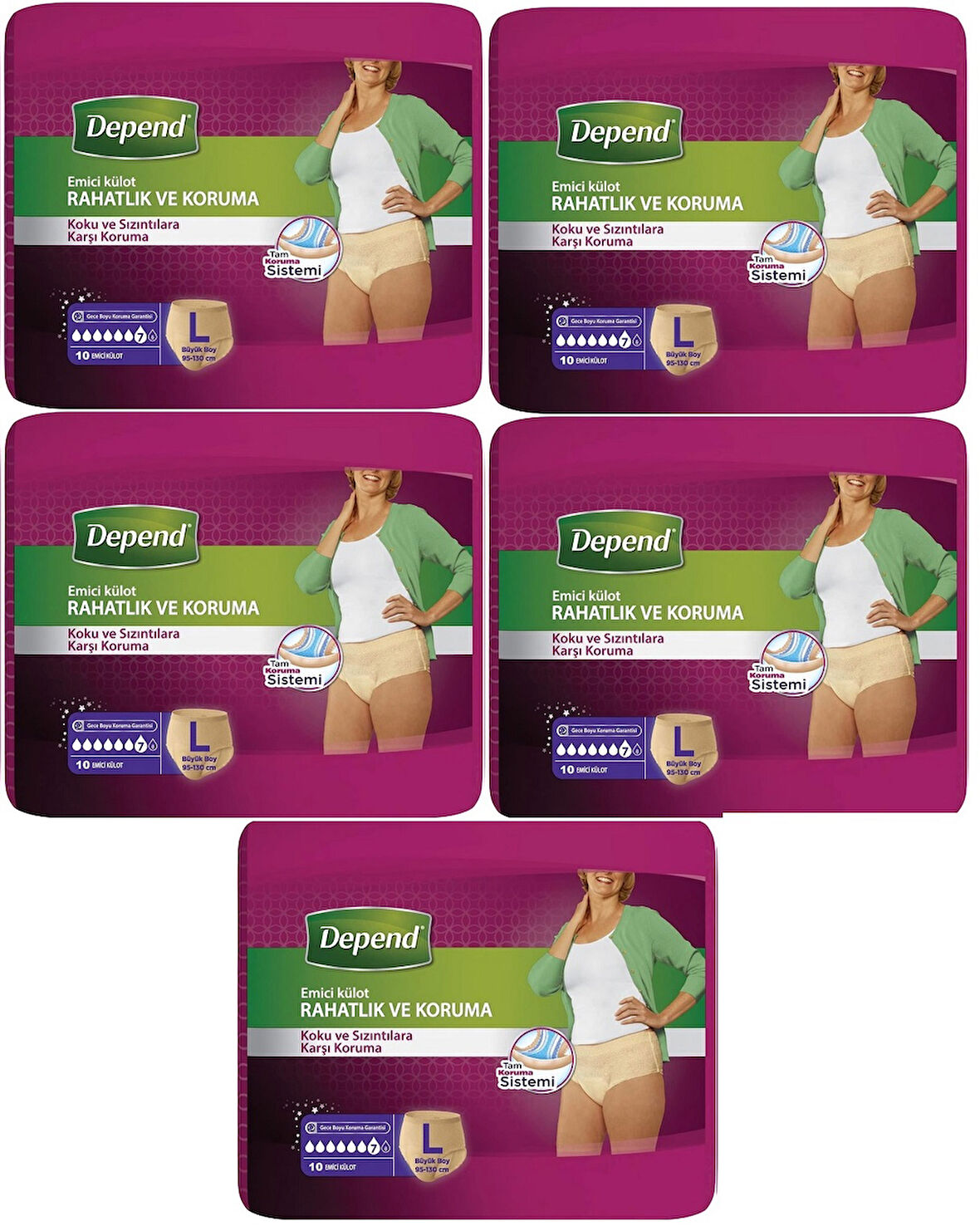 Depend Emici Külot Hasta Bezi Large - Büyük Kadın 50 Adet (5PK*10)