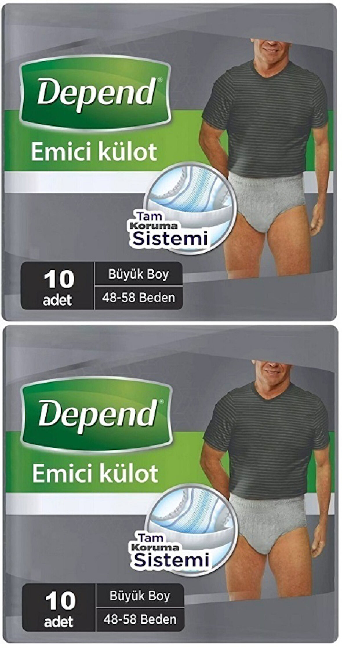 Depend Emici Külot Hasta Bezi Large - Büyük Erkek 20 Adet (2PK*10)