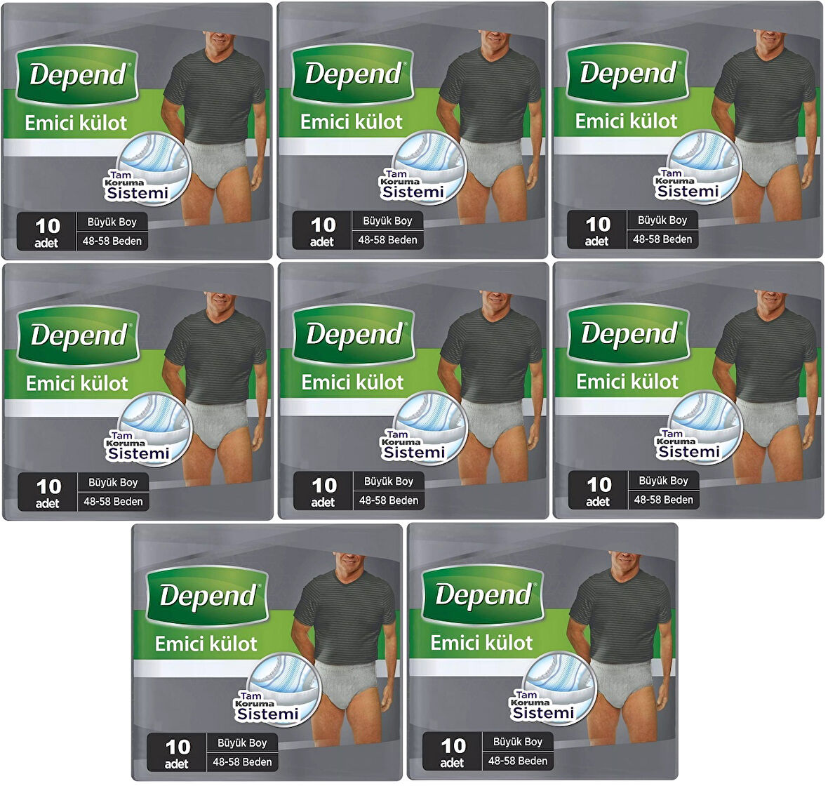 Depend Emici Külot Hasta Bezi Large - Büyük Erkek 80 Adet (8PK*10)