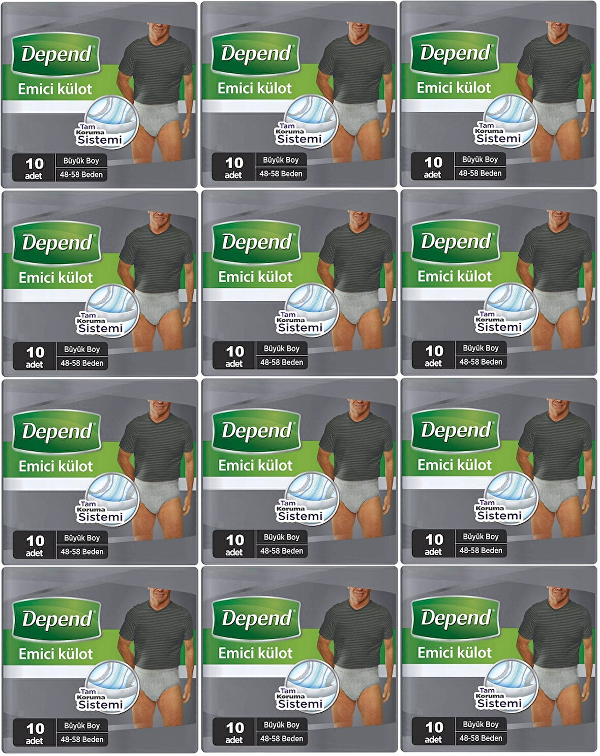 Depend Emici Külot Hasta Bezi Large - Büyük Erkek 120 Adet (12PK*10)