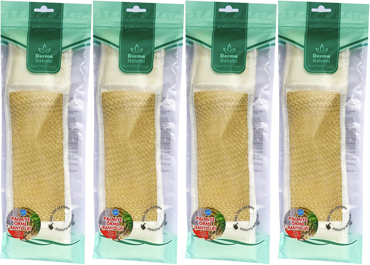 Derma Naturel Palmiye Örme İpli Banyo Kemeri (8*24CM) (4 Lü Set)