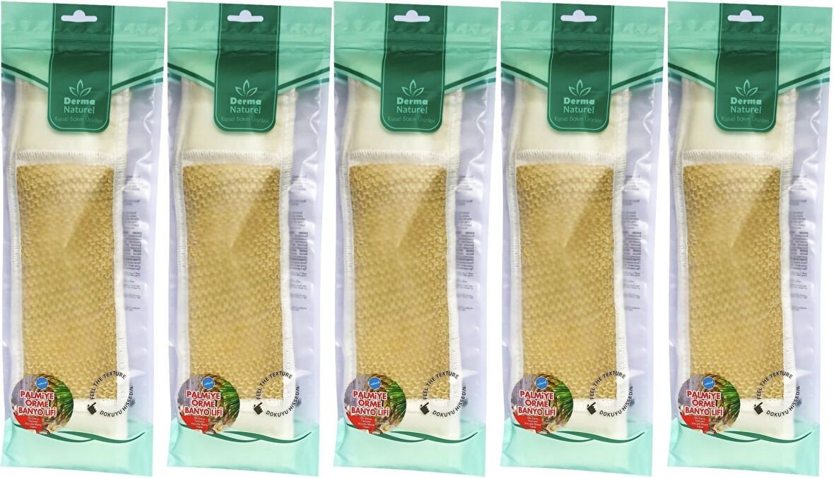 Derma Naturel Palmiye Örme İpli Banyo Kemeri (8*24CM) (5 Li Set)