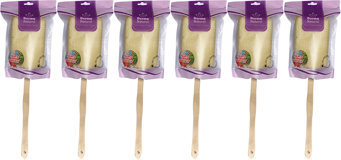 Derma Naturel Palmiye Örme Sopalı Banyo Sırt Lifi (8*24CM) MS-09 (6 Lı Set)