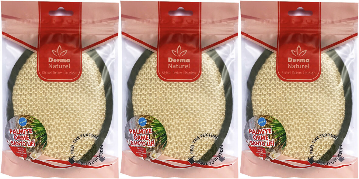 Derma Naturel Örme Banyo Yüz Lifi (15*24CM) MS-02 (3 Lü Set)