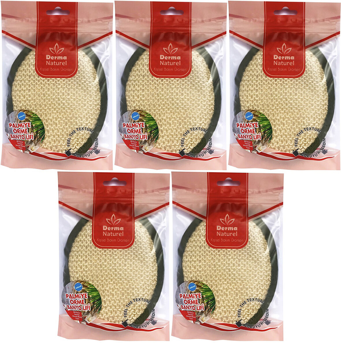 Derma Naturel Örme Banyo Yüz Lifi (15*24CM) MS-02 (5 Li Set)