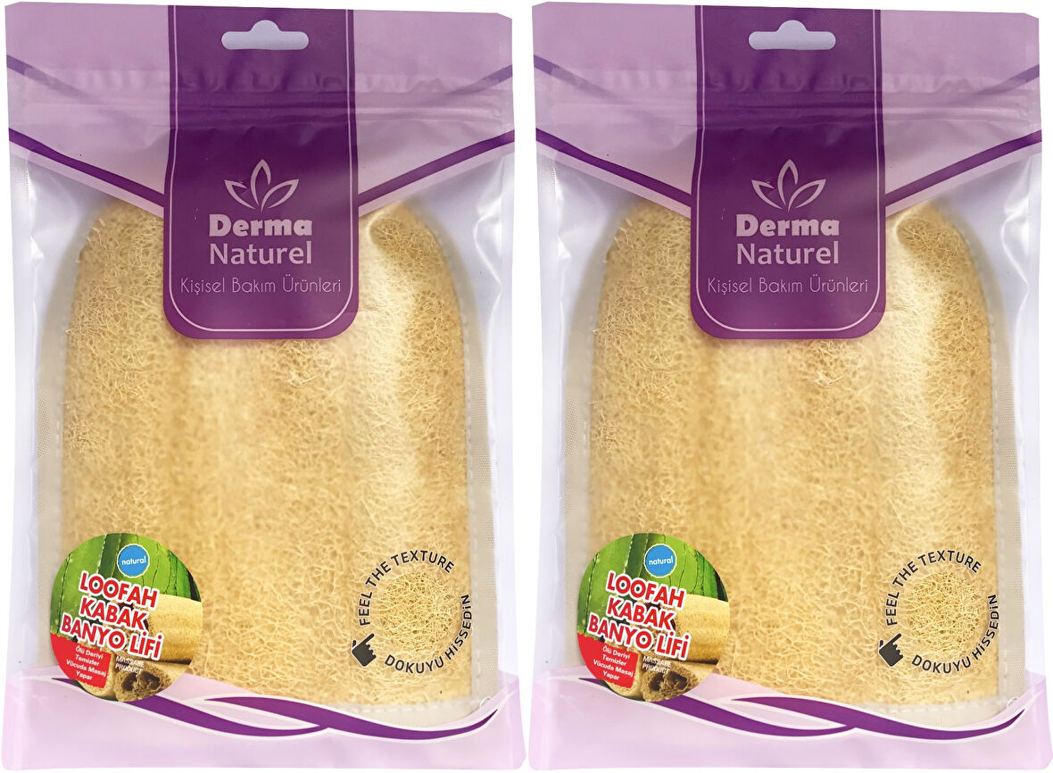 Derma Naturel Loofah Kabak Havlu Banyo Eldiveni (15*24CM) MS-11 (2 Li Set)