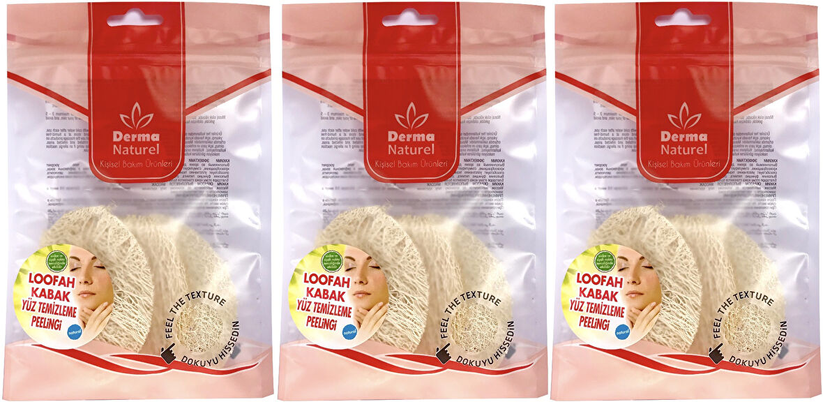 Derma Naturel Loofah Yüz Temizleme (Sivilce ve Siyah Noklar için) Peeling MS-06 (3 Lü Set)