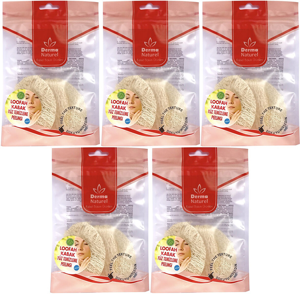 Derma Naturel Loofah Yüz Temizleme (Sivilce ve Siyah Noklar için) Peeling MS-06 (5 Li Set)