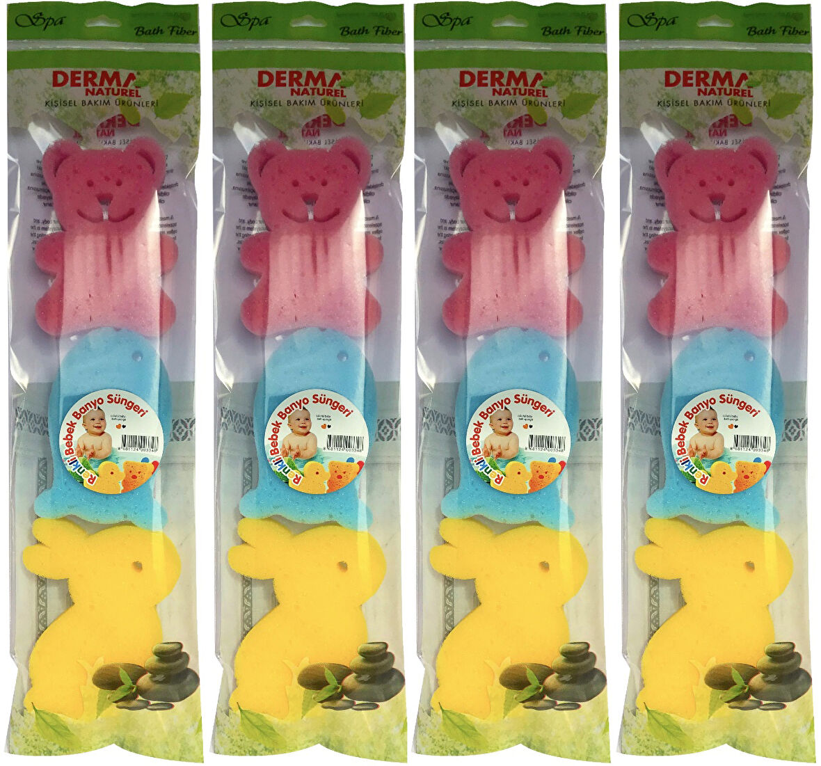 Derma Naturel 3 Lü Renkli Bebek Banyo Süngeri (4 Lü Set)