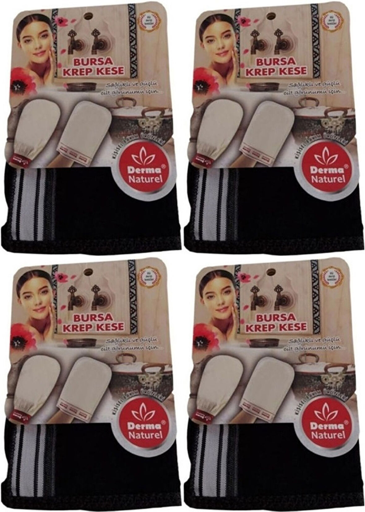 Derma Naturel Krep Kese - Siyah MS-28 (4 Lü Set)