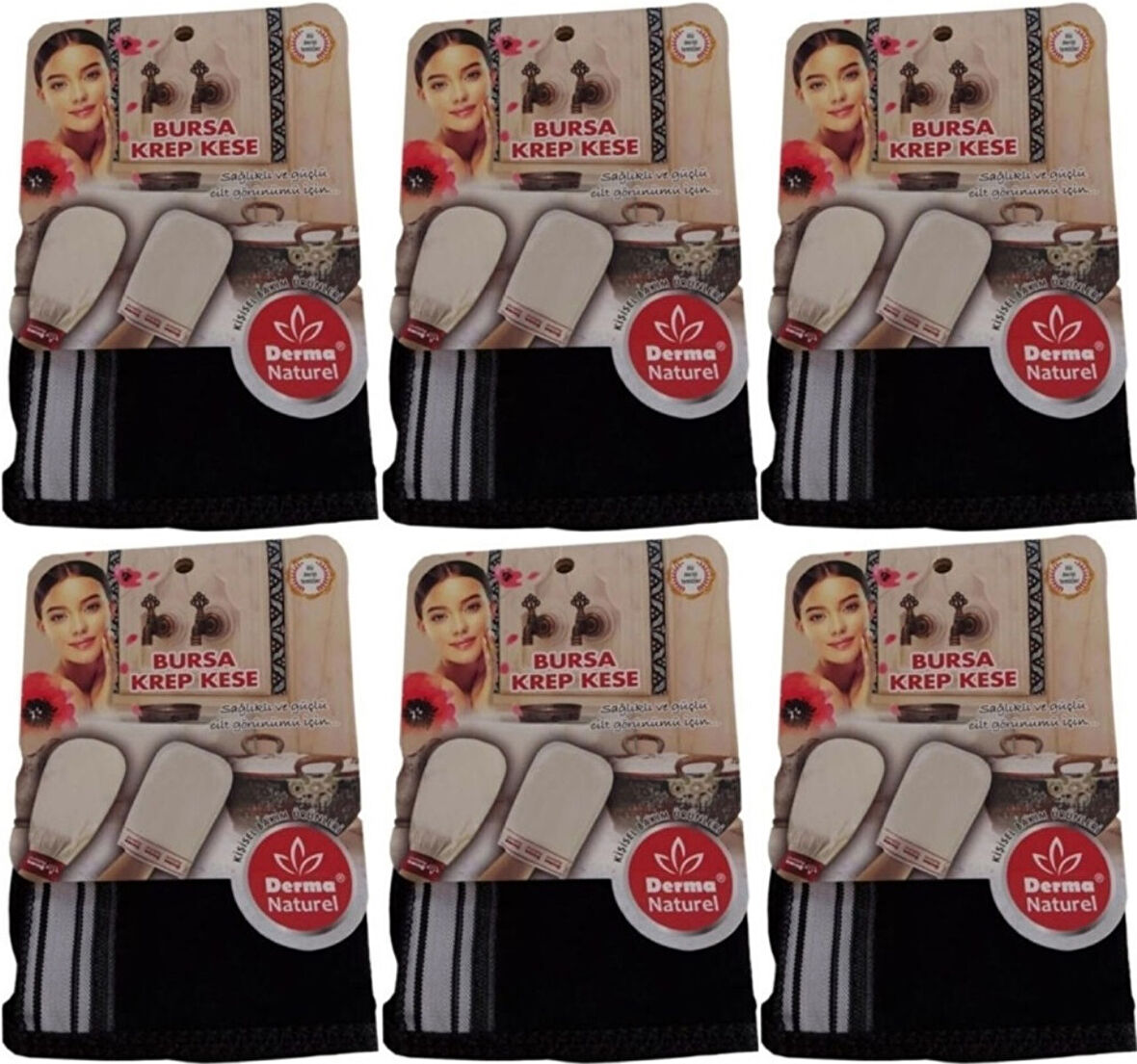 Derma Naturel Krep Kese - Siyah MS-28 (6 Lı Set)