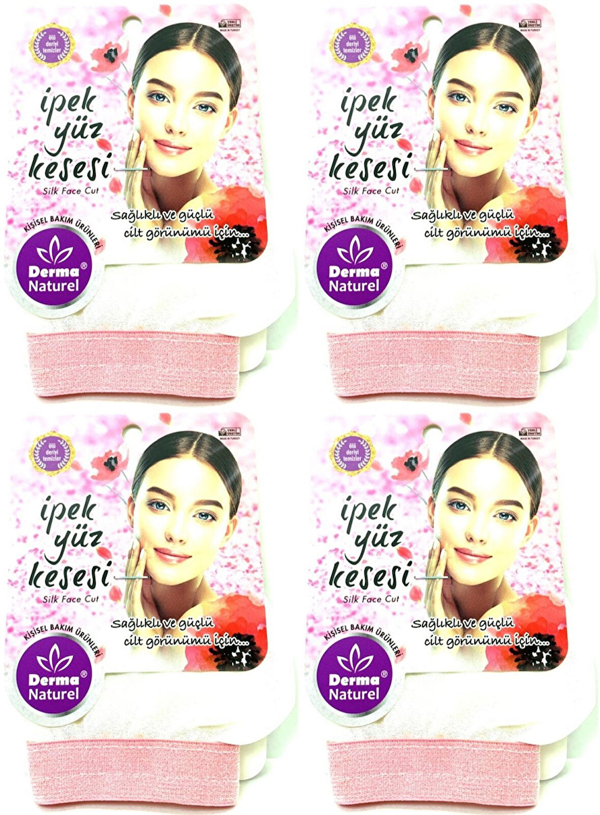Derma Naturel İpek Yüz Kesesi MS-31 (4 Lü Set)