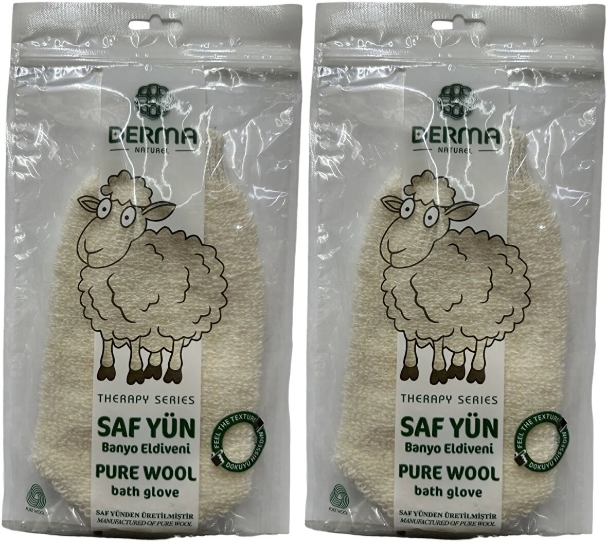 Derma Naturel Therapy Saf Yün Banyo Eldiveni T-485 (2 Li Set)