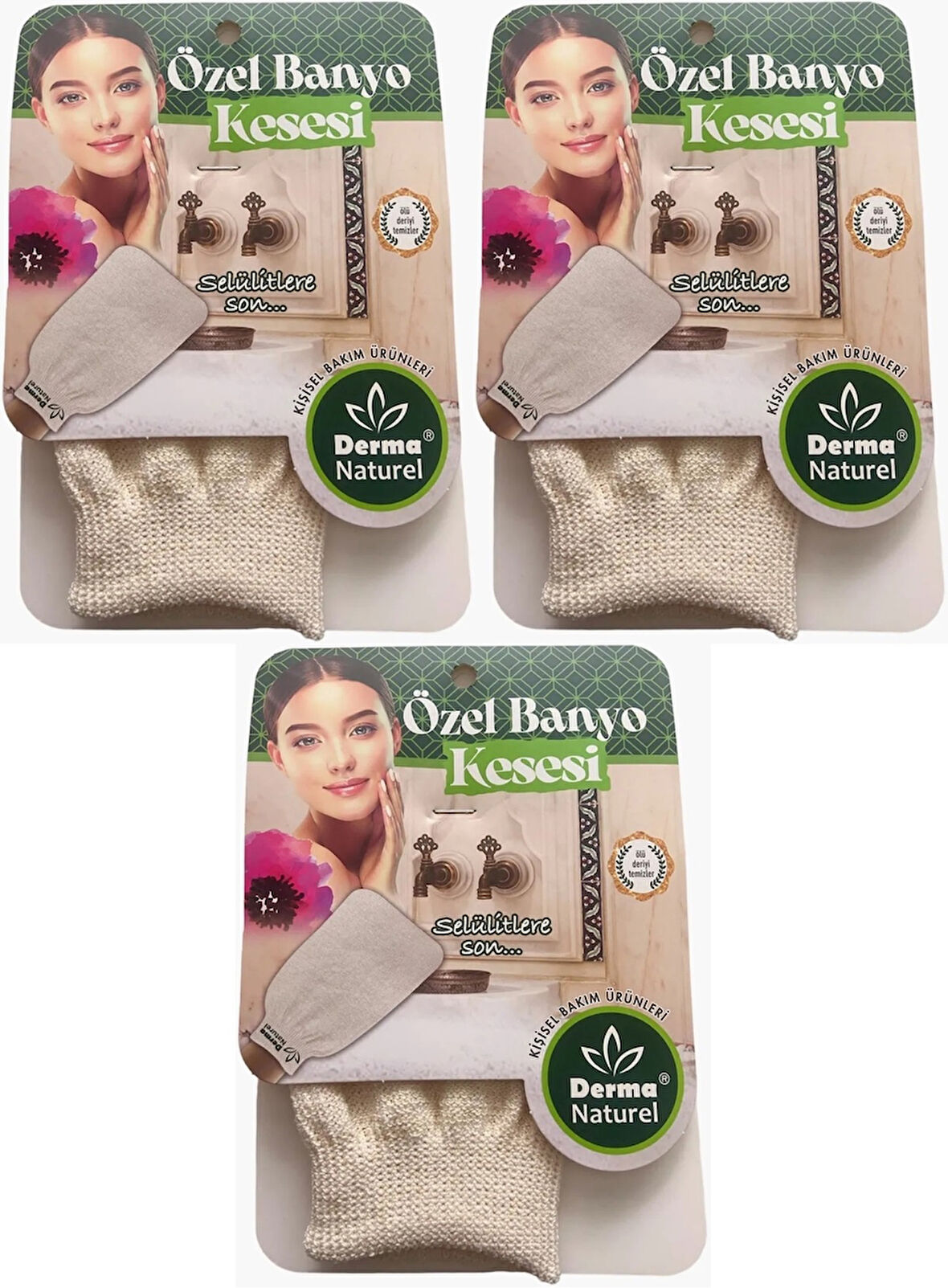 Derma Naturel Özel Banyo Kesesi MS-07 (3 Lü Set)