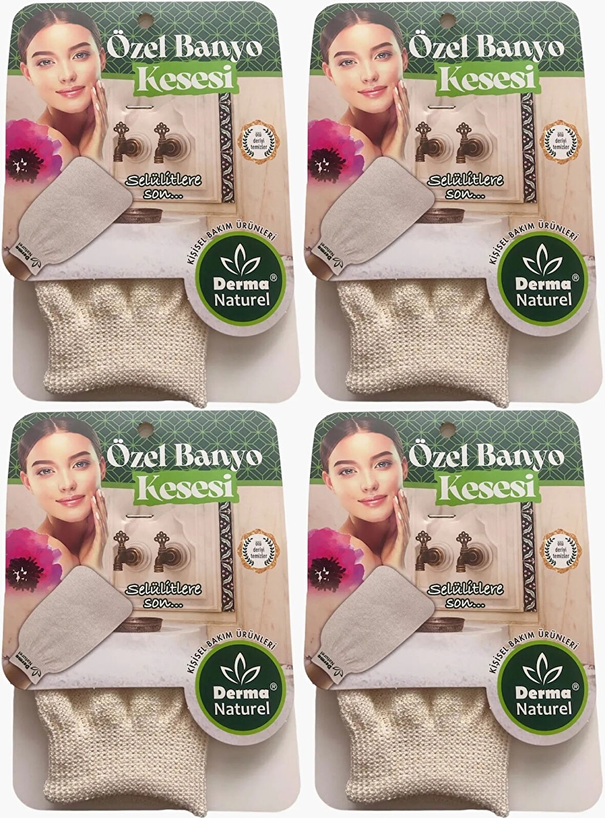 Derma Naturel Özel Banyo Kesesi MS-07 (4 Lü Set)